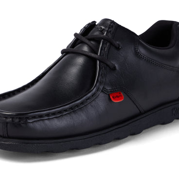 Detail view (close-up) of Youth Mens Fragma Lace Leather Black