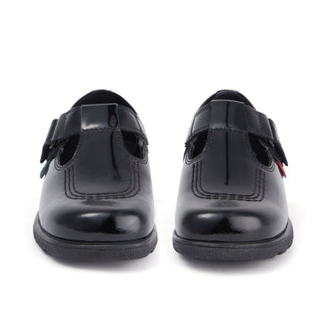 Front view of Junior Girls Fragma T-Bar Patent Leather Black