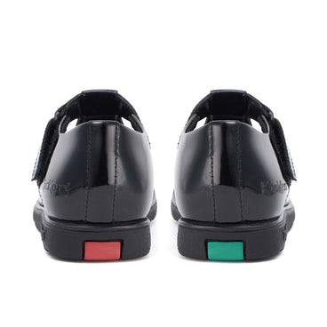 Back view of Junior Girls Fragma T-Bar Patent Leather Black