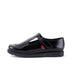 Left side view of Youth Womens Fragma T-Bar Patent Leather Black