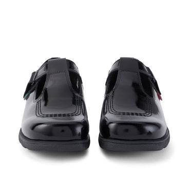 Front view of Youth Womens Fragma T-Bar Patent Leather Black
