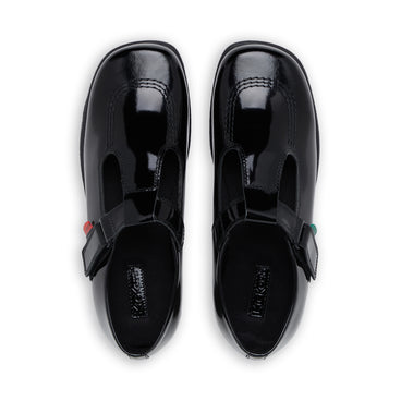 Detail view (Top view mapped) of Youth Womens Fragma T-Bar Patent Leather Black