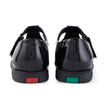 Back view of Youth Womens Fragma T-Bar Patent Leather Black