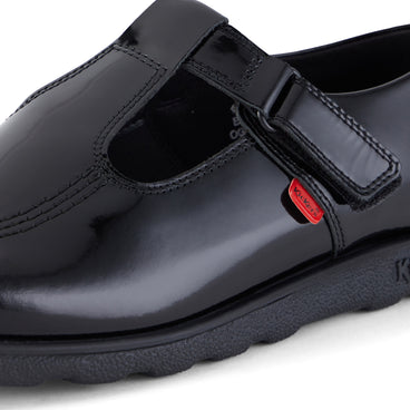 Detail view (close-up) of Youth Womens Fragma T-Bar Patent Leather Black