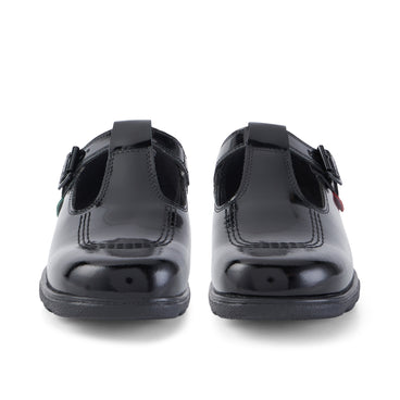 Front view of Adult Womens Fragma T-Buckle Patent Leather Black