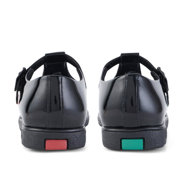 Back view of Adult Womens Fragma T-Buckle Patent Leather Black