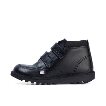Left side view of Junior Boys Kick Hi Scuff Leather Black