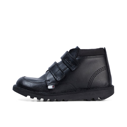 Left side view of Junior Boys Kick Hi Scuff Leather Black