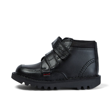 Left side view of Infant Boys Kick Hi Scuff Leather Black