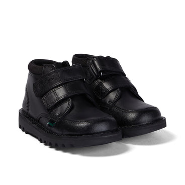Front ¾ right of Infant Boys Kick Hi Scuff Leather Black
