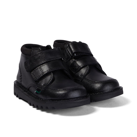 Front ¾ right of Infant Boys Kick Hi Scuff Leather Black