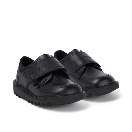 Front ¾ right of Infant Boys Kick Lo Scuff Leather Black