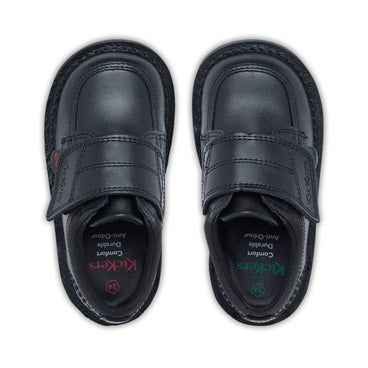 Detail view (Top view mapped) of Infant Boys Kick Lo Scuff Leather Black