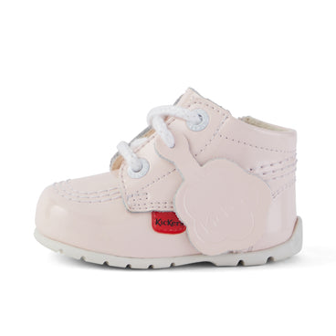 Left side view of Baby Kick Hi Patent Leather Light pink