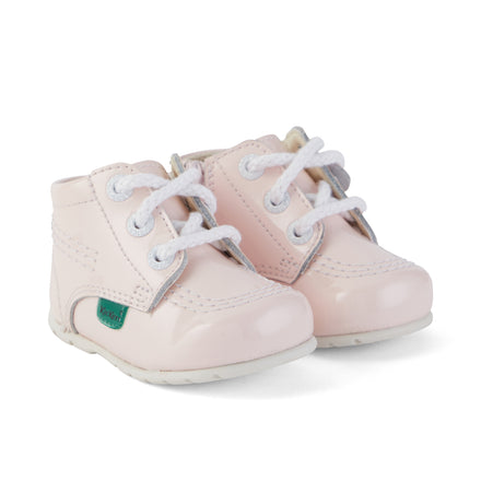 Front ¾ right of Baby Kick Hi Patent Leather Light pink