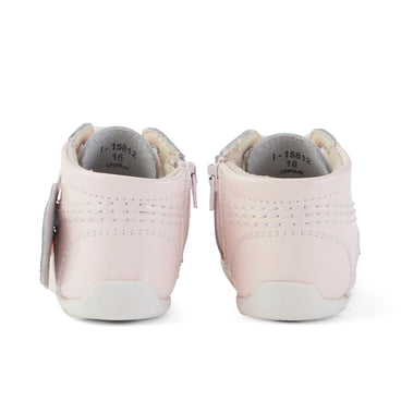 Back view of Baby Kick Hi Patent Leather Light pink