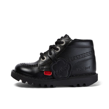 Left side view of Infant Unisex Kick Hi Zip Leather Black