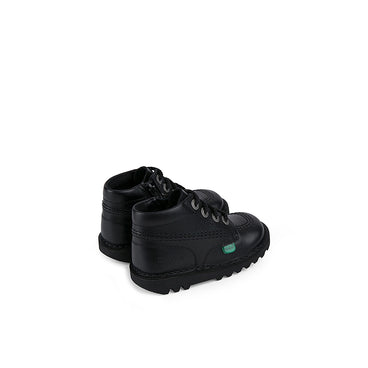 Front ¾ right of Infant Unisex Kick Hi Zip Leather Black