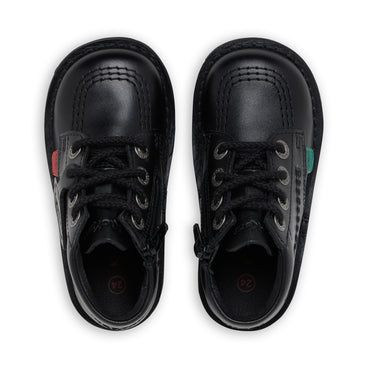 Detail view (Top view mapped) of Infant Unisex Kick Hi Zip Leather Black