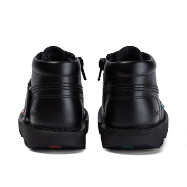 Back view of Infant Unisex Kick Hi Zip Leather Black
