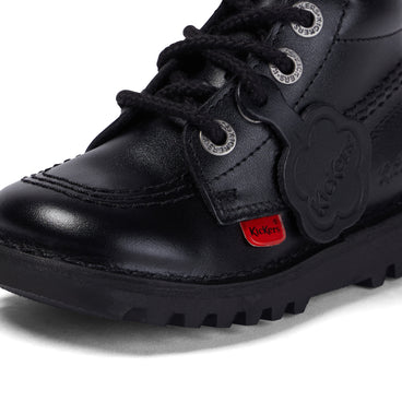 Detail view (close-up) of Infant Unisex Kick Hi Zip Leather Black