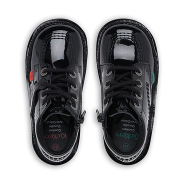 Detail view (Top view mapped) of Infant Unisex Kick Hi Zip Patent Leather Black
