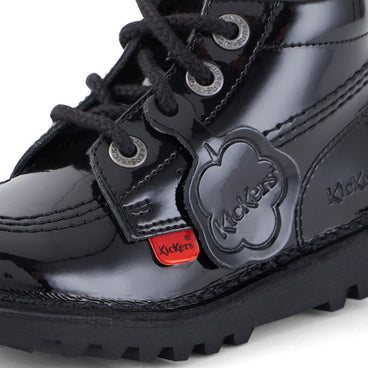 Detail view (close-up) of Infant Unisex Kick Hi Zip Patent Leather Black