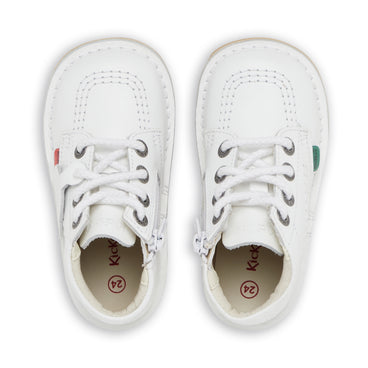 Detail view (Top view mapped) of Infant Unisex Kick Hi Zip Leather White