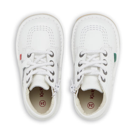 Detail view (Top view mapped) of Infant Unisex Kick Hi Zip Leather White