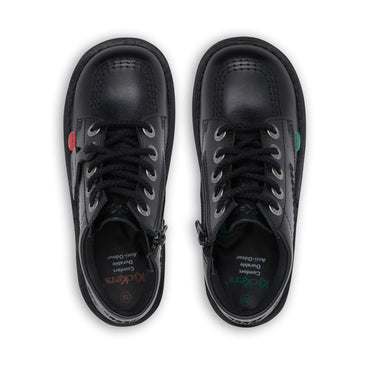 Detail view (Top view mapped) of Junior Unisex Kick Hi Zip Leather Black
