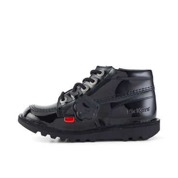 Left side view of Junior Unisex Kick Hi Zip Patent Leather Black