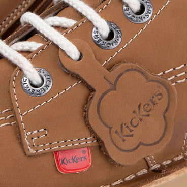Detail view (close-up) of Junior Unisex Kick Hi zip Leather Tan