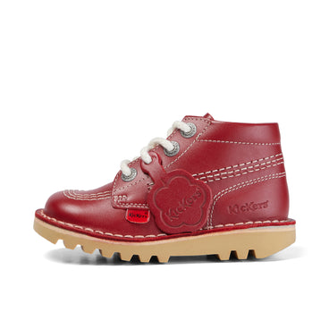 Left side view of Infant Unisex Kick Hi Zip Leather Red
