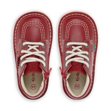 Detail view (Top view mapped) of Infant Unisex Kick Hi Zip Leather Red