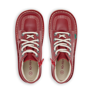 Detail view (Top view mapped) of Junior Unisex Kick Hi Zip Leather Red