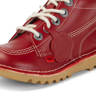 Detail view (close-up) of Junior Unisex Kick Hi Zip Leather Red