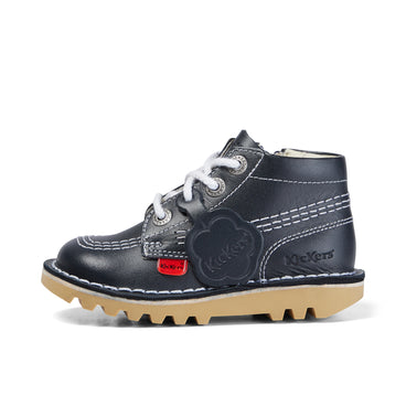 Left side view of Infant Unisex Kick Hi Zip Leather Navy