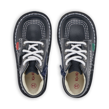 Detail view (Top view mapped) of Infant Unisex Kick Hi Zip Leather Navy