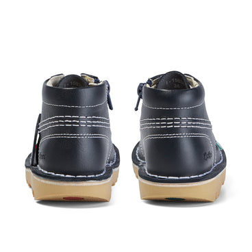 Back view of Infant Unisex Kick Hi Zip Leather Navy