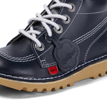 Detail view (close-up) of Junior Unisex Kick Hi Zip Leather Navy