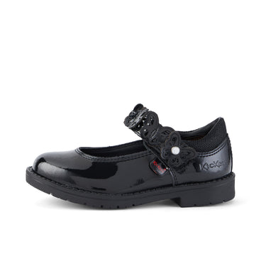 Left side view of Infant Girls Lachly Butterfly Mj Patent Leather Black
