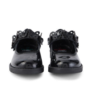 Front view of Infant Girls Lachly Butterfly Mj Patent Leather Black