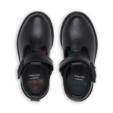 Detail view (Top view mapped) of Infant Girls Lachly T Bar Leather Black