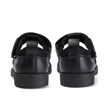 Back view of Infant Girls Lachly T Bar Leather Black