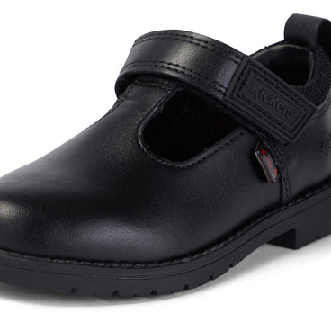 Detail view (close-up) of Infant Girls Lachly T Bar Leather Black