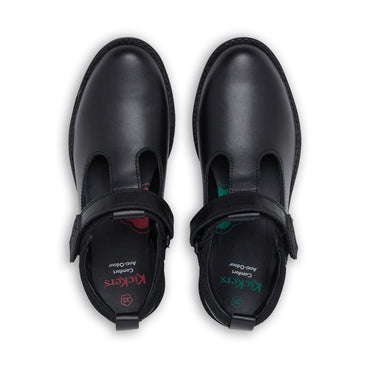 Detail view (Top view mapped) of Junior Girls Lachly T-Bar Leather Black