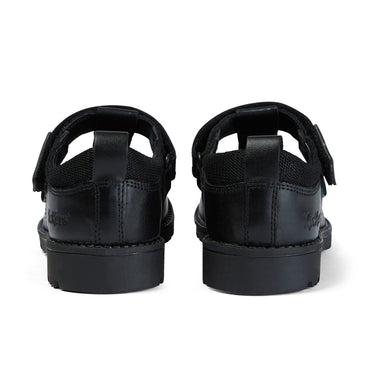 Back view of Junior Girls Lachly T-Bar Leather Black