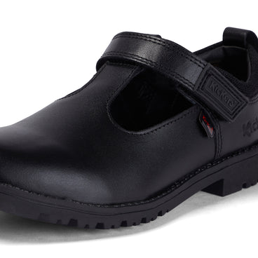 Detail view (close-up) of Junior Girls Lachly T-Bar Leather Black