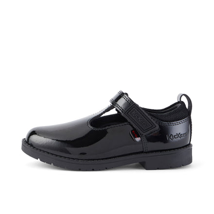 Left side view of Infant Girls Lachly T Bar Patent Leather Black