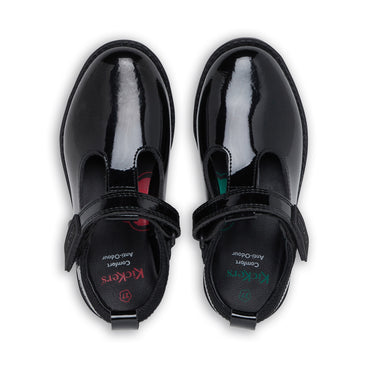 Detail view (Top view mapped) of Infant Girls Lachly T Bar Patent Leather Black